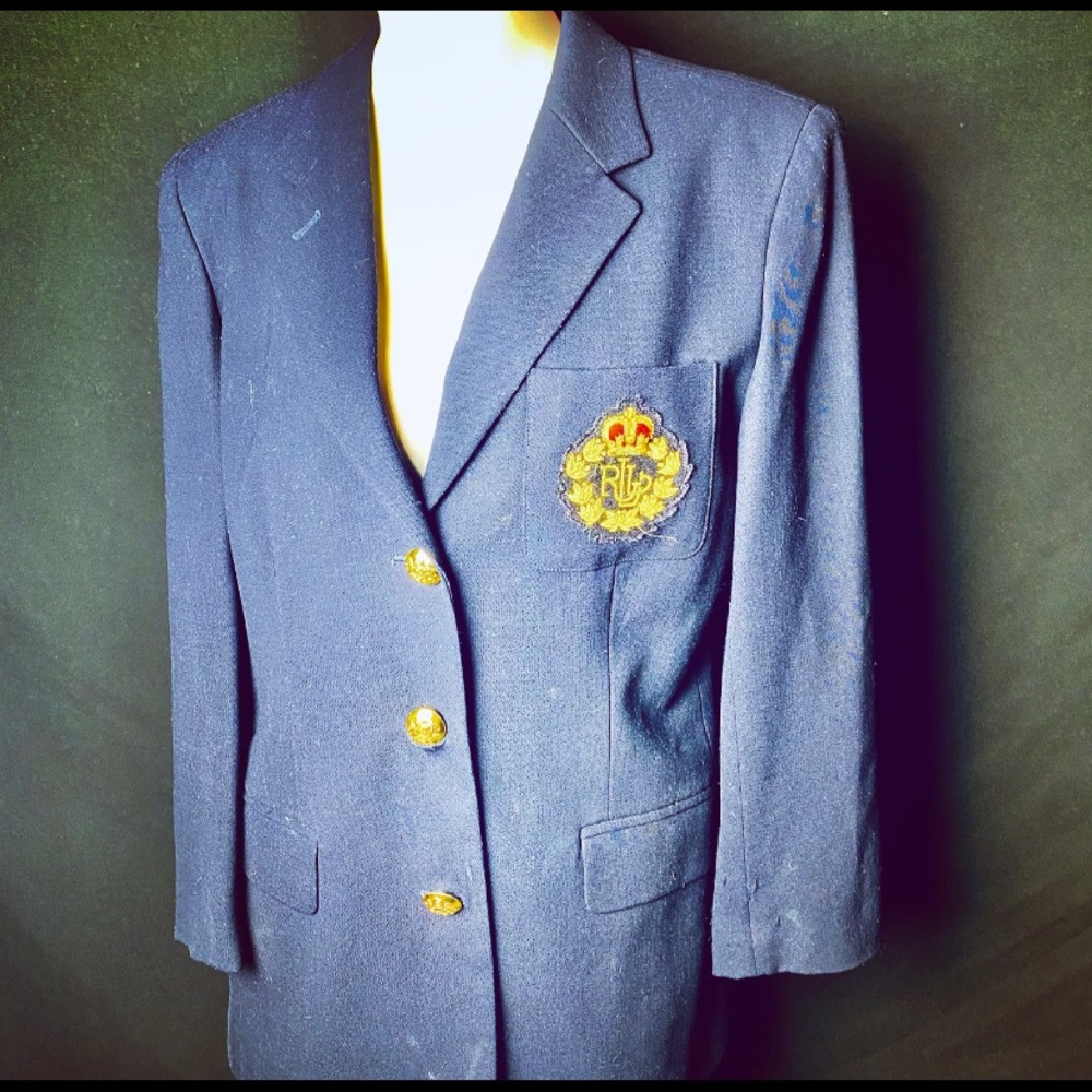 Vintage Ralph Lauren Womens 10P Blazer Navy Blue